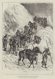 戦争、吹雪の中の3月のロシア軍
